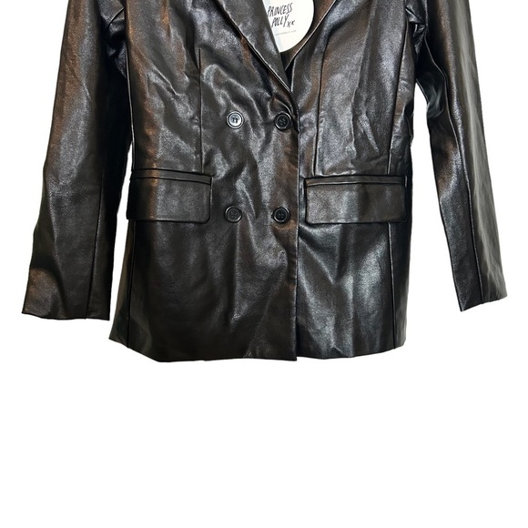 Princess Polly Ellen Faux Leather Fully Lined Black Blazer Sz. XS/S NWT - Picture 7 of 16